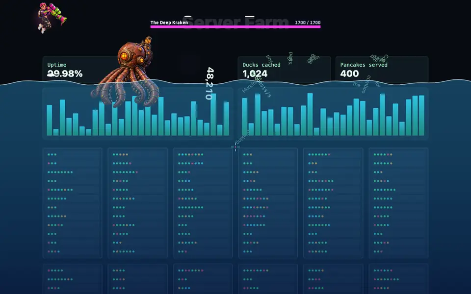 The Deep Kraken flooding a page in Web Invasion.
